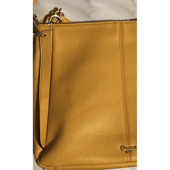 Dune London Yellow Pebbled Faux Leather Shoulder Bag Gold Hardware Tassel Charm - Picture 16 of 16